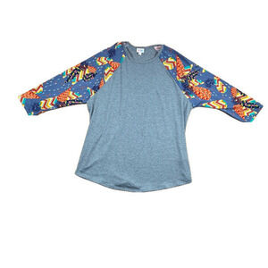 🌷 LuLaRoe Gray and Blue 3/4 Sleeve Tee